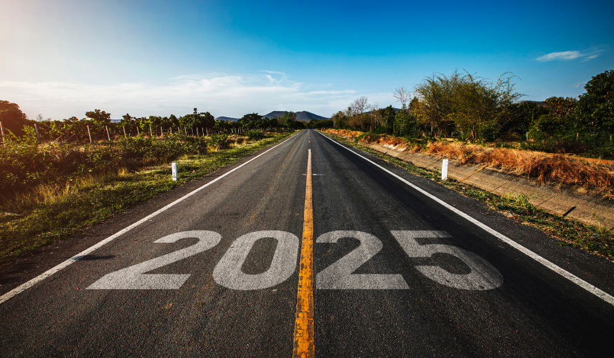 2025 written on a highway