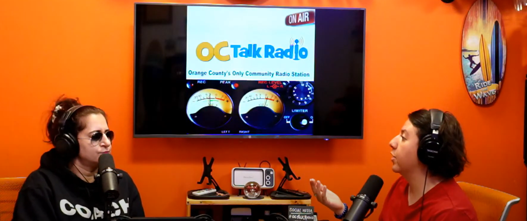 Maria Medina talking to OC Talk Radio in the studio