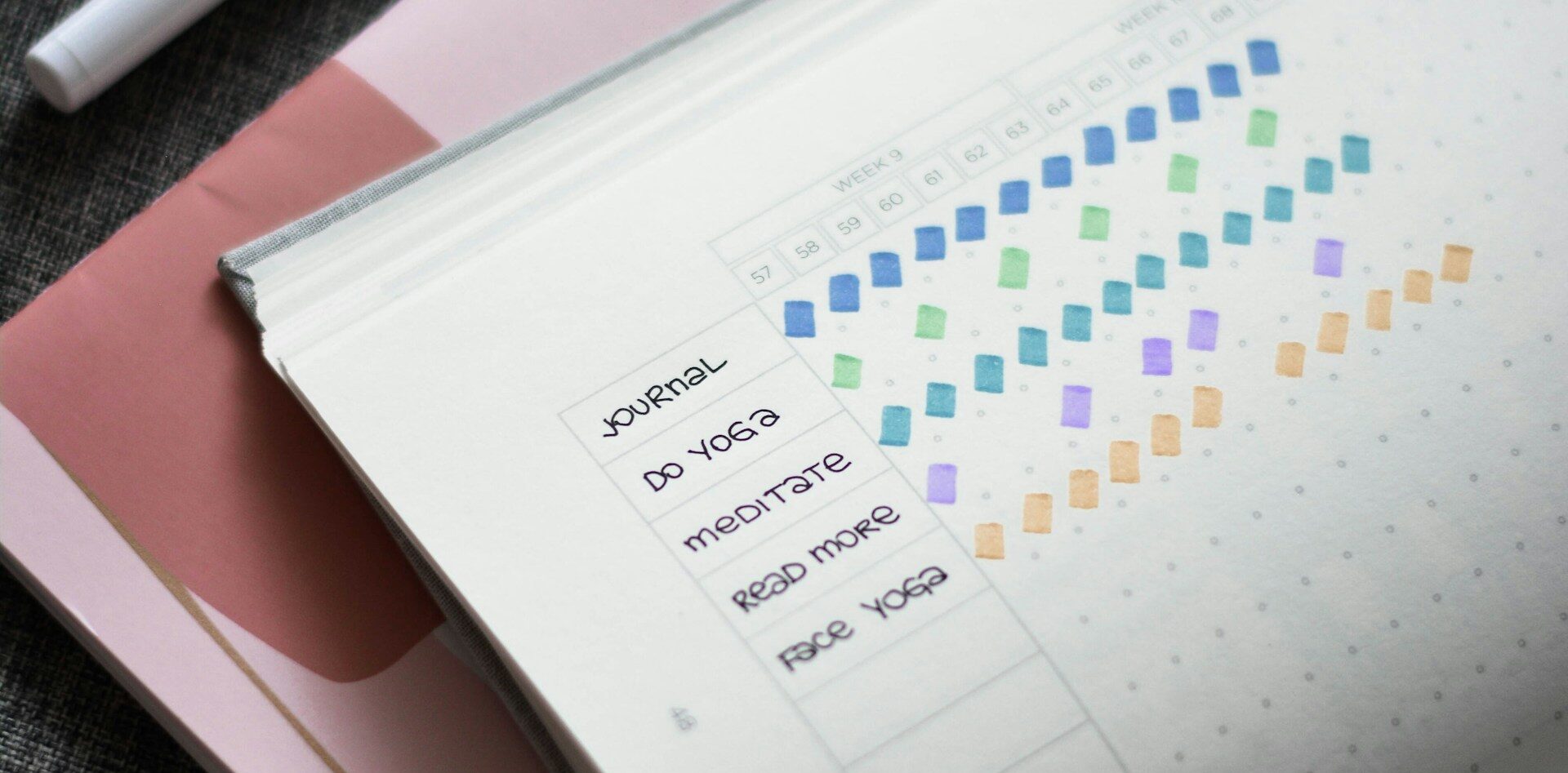 Closeup of a habit tracker worksheet